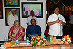 Educationist Dr. Wooday P. Krishna addressing the gathering as Chief Guest at the inaugural function of Smt. Vinaya Suvarna, Exhibition of Paintings at Venkatappa Art Gallery, Bengaluru, 2015.  Smt. Vinaya Suvarna, Shri Krishnappa Suvarna and Karnataka Chitrakala Parishat President and Former Chairman of Karnataka Legislative Council Dr. B. L. Shankar were present on the occasion.