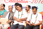 Educationist Dr. Wooday P. Krishna along with Senior Advocate S. P. Shankar at the Independence Day celebration organized by Seshadripuram Group of Institutions, 2016. To him left is Chairman Governing Council of Seshadripuram Degree College, Mysuru B. A. Anantharam.