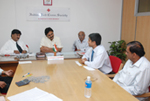 Holding discussions as Vice-Chairman of Indian Red Cross Society, Karnataka State Branch.