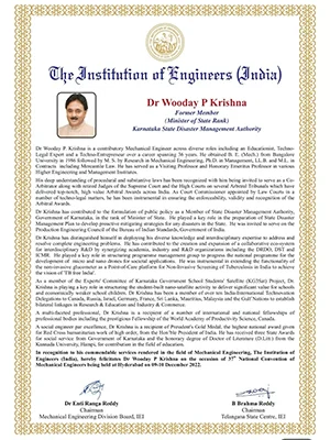 Eminent Mechanical Engineer National Award